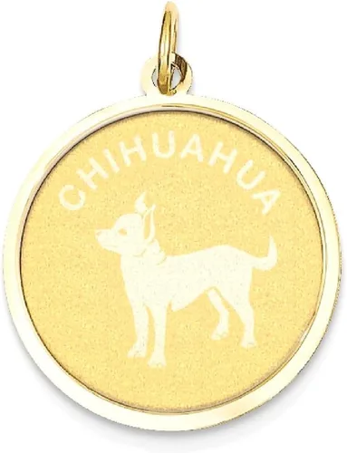 Vista 9 de IceCarats Colgante de oro amarillo de 14 quilates con dije de disco chihuahua