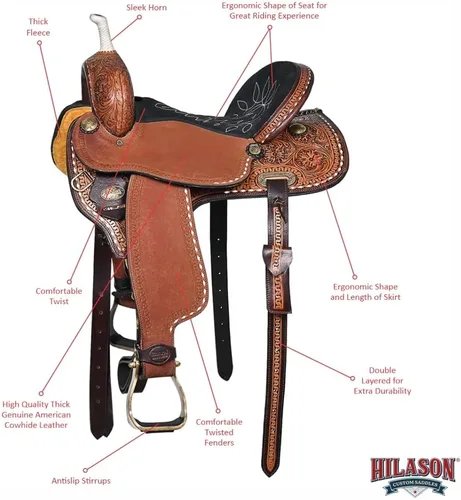 Vista 2 de HILASON Dark Brown Western Barrel Racing Saddle Trail