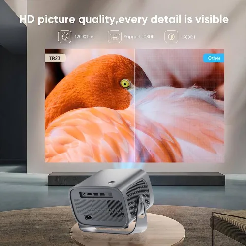 Vista 6 de Soporte para proyector 4K, mini proyector inteligente con Wifi6 y Bluetooth, enfoque eléctrico de 300ANSI, corrección Keystone automática para cine