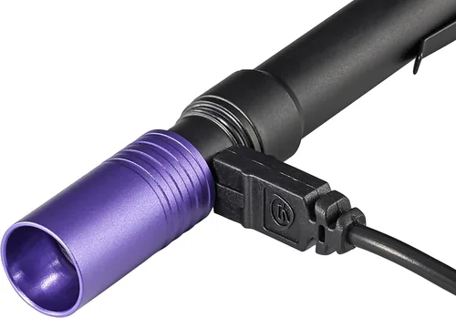 Vista 5 de Streamlight 66148 Stylus Pro USB 400nm UV recargable pluma con adaptador de CA de 120V, cable USB y funda de nailon, color negro