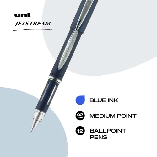Vista 2 de Bolígrafo uniball Jetstream de punta fina (0.7mm), azul
