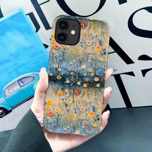 Vista 4 de Funda TnXee Compatible con iPhone 11, Funda Híbrida Brillante de 2 Capas para Prevenir Caídas para Niñas y Niños, Aspecto Bonito con Flores Salvajes