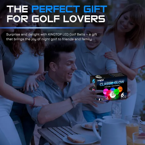 Vista 8 de KINGTOP Upgraded Glow in The Dark Golf Balls - Super Bright Light Up LED Golf Ball - with Glow Golf Tees and Storage Bag - Fun Night Golfing Gift