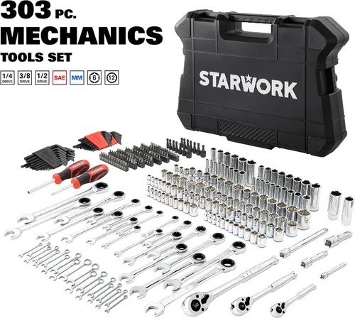 Vista 2 de STARWORK TRUE MECHANIC - Juego de herramientas mecánicas de 303 piezas, profesional, SAE/métrico