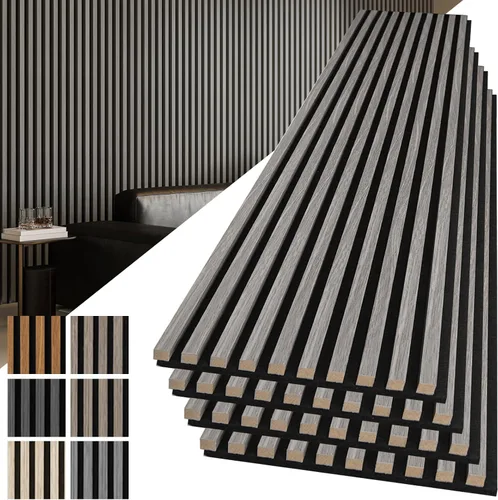 Vista 29 de Art3d Paquete de 2 paneles acústicos de madera de 48 x 24 pulgadas para pared, paneles de listones de madera insonorizados para pared y techo