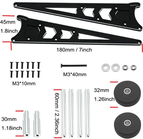 Vista 3 de Kit de barra trasera ajustable de aleación para rueda trasera para 1/10 RC Slash 2WD Rustler Bandit