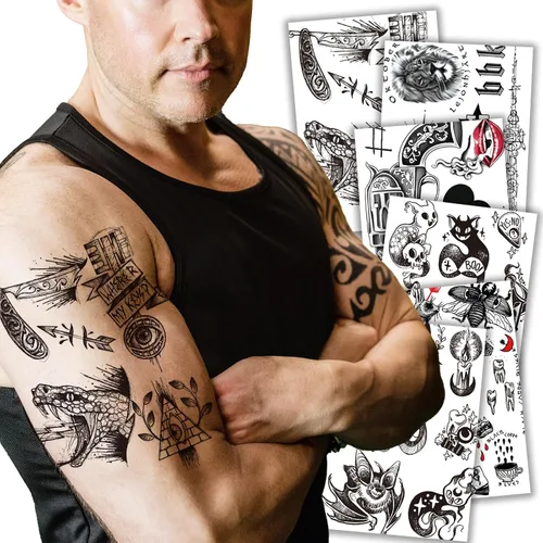 Vista 10 de Kotbs 6 hojas de tatuajes temporales realistas de animales realistas para hombres y mujeres, calcomanías de tatuaje impermeables para adolescentes