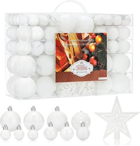 Vista 12 de Aitsite Juego de 100 adornos para árbol de Navidad, miniesferas inastillables para decoración de Navidad (negro)