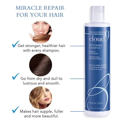 Vista 4 de Brocato Champú restaurador Cloud 9, 10 onzas líquidas Champú Miracle Repair, hidratante, hidratante y revitalizante Para cabello débil, opaco