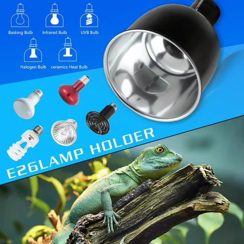 Vista 3 de Reflector de Luz para Reptiles, Reflector de Cúpula Poco Profunda de Reflexión Óptica de 5.5 Pulgadas, Reflector de Lámpara de Calor UVB