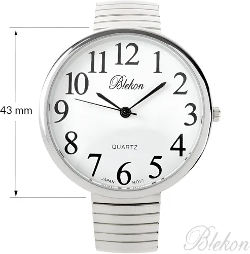 Vista 2 de Geneva Super Large Stretch Reloj Claro Número Fácil Leer (Plata)