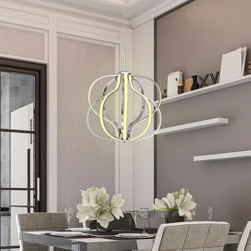 Vista 3 de Tangkula Candelabro LED moderno, lámpara colgante regulable con altura ajustable, lámpara de techo para dormitorio, sala de estar y comedor, LED