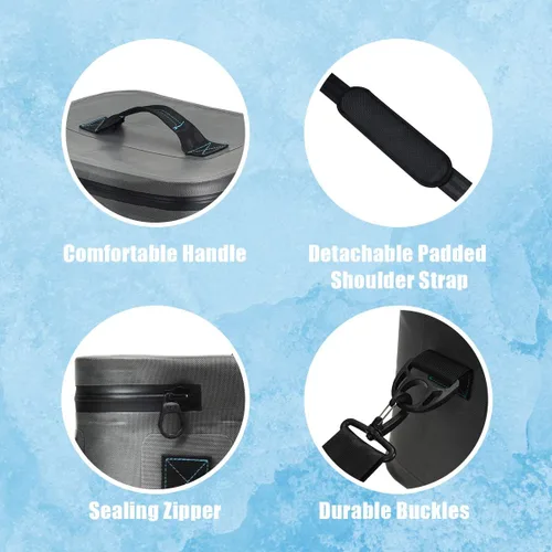 Vista 7 de Goplus Bolsa térmica portátil para 30 latas, enfriador de camping suave aislado, bolsa enfriadora de hielo a prueba de fugas para viajes al aire