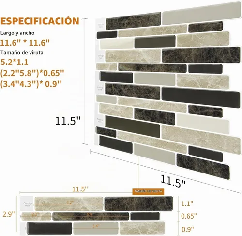 Vista 6 de WOWSTAR Azulejos Autoadhesivos de 10 Hojas para Salpicadero de Pared de Cocina, Azulejos Adhesivos para Cocina (12"x12", Canela)