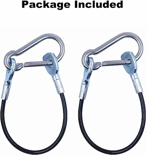Vista 3 de J Bryant Cables de gimnasio de extensión de máquina de cable de 10 pulgadas (2 piezas) con mosquetón de acero inoxidable para sistemas de poleas