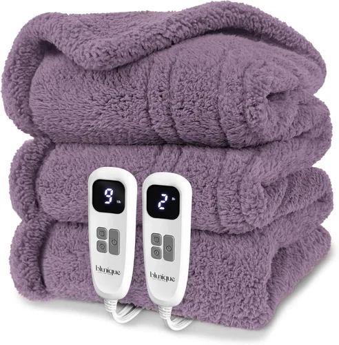 Vista 20 de Heated Blanket Electric Blanket Queen - Fast Heating Blanket Throw Dual Control Double Sided Sherpa with 10 Heating Levels & 2-10 Hours Auto Off