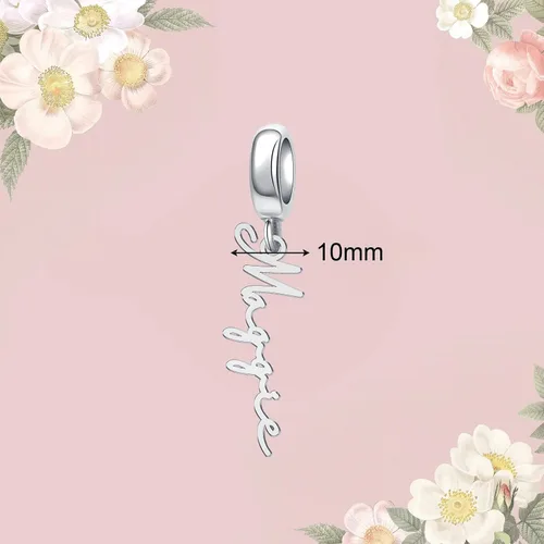 Vista 3 de Abalorio de letra inicial A-Z con forma de corazón dorado para pulseras y collares, Plata esterlina Plata, vidrio
