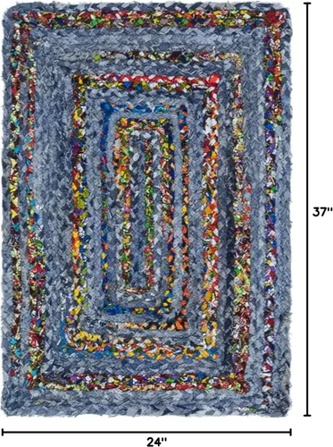Vista 2 de Unique Loom Trenzado Chindi Collection - Alfombra casual moderna azul/azul oscuro (2' 0 x 3' 0)