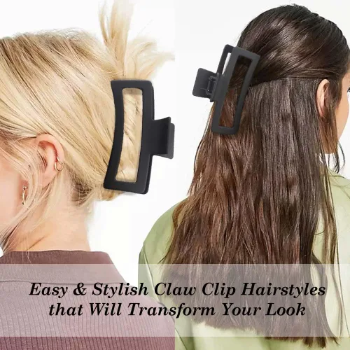 Vista 2 de Ahoney Pinzas de pelo negras extra grandes de 5 pulgadas (4 piezas) - Pinzas gigantes para cabello largo grueso, agarre fuerte, clips de plátano