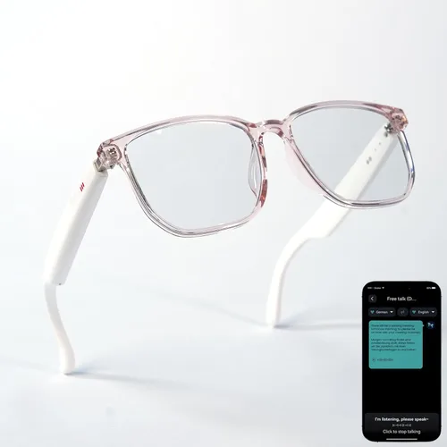 Vista 8 de Ai - Lentes inteligentes Bluetooth 5.4 con traducción para hombres y mujeres más de 160 idiomas con cambio de color, lente de chat, asistente GPT