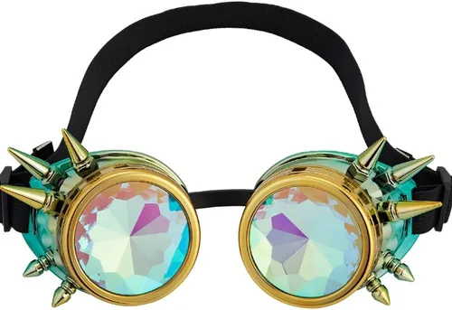 Vista 92 de Gafas caleidoscopio para raves trippy psicodélico steampunk con lentes de cristal de difracción de prisma arcoíris