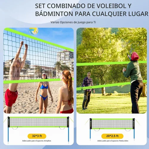 Vista 7 de Portable Volleyball & Badminton Combo Net Set with 2 Nets (20ft and 32ft)