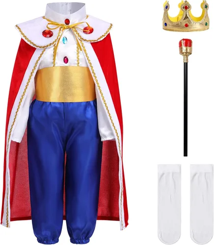 Vista 2 de Disfraz de príncipe encantador para niños, disfraz de príncipe real medieval para niños, disfraz de príncipe real, disfraz de Halloween para niños