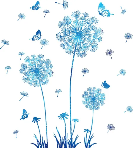 Vista 10 de Calcomanías de pared extraíbles 3D de diente de león, flores y mariposas voladoras, murales autoadhesivos, despegar y pegar, decoración de dientes
