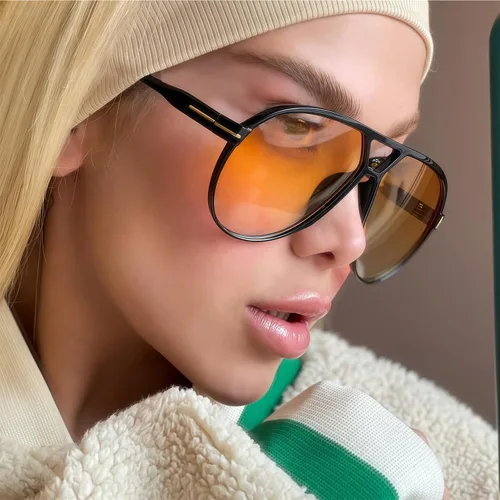 Vista 2 de Lentes de sol estilo aviador retro para mujeres y hombres, de gran tamaño, clásicos de los años 70, vintage, a la moda, sin enredos, cuadrados