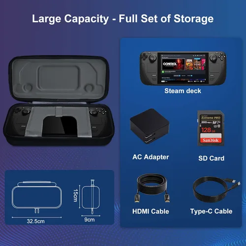 Vista 3 de SIKROFEGEN Carrying Case Compatible with Steam Deck, Protective Hard Shell Carry Case Built-in AC Adapter Charger Storage, Portable Travel Carrying