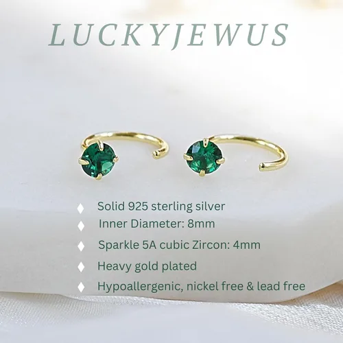 Vista 22 de 925 Sterling Silver Small Huggie Half Hoop Earrings for Women