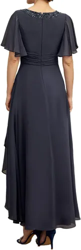 Vista 2 de Vestidos para madre de la novia, vestidos de fiesta de boda, vestidos de gasa para invitados de boda para mujer, vestidos formales de manga corta