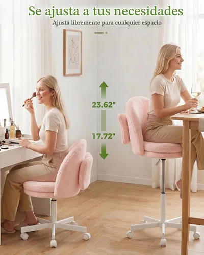 Vista 3 de GTPOFFICE Silla de tocador con respaldo, silla de oficina alta ajustable, taburetes de bar giratorios altos, silla de escritorio mullida y bonita