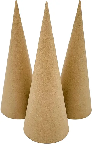 Vista 16 de Paper Mache Cone - Paquete variado de 3 unidades, 13.75 x 5, 10.63 x 4, 7 x 3 pulgadas.