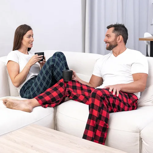 Vista 6 de CYZ - Pantalones de pijama de franela supersuave para mujer, 100 % algodón, para relajarse