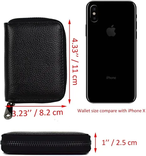Vista 6 de Tarjetero para mujeres y hombres RFID pequeñas carteras para tarjetas de crédito, organizador de dinero, Negro, 20 ranuras, Minimalista