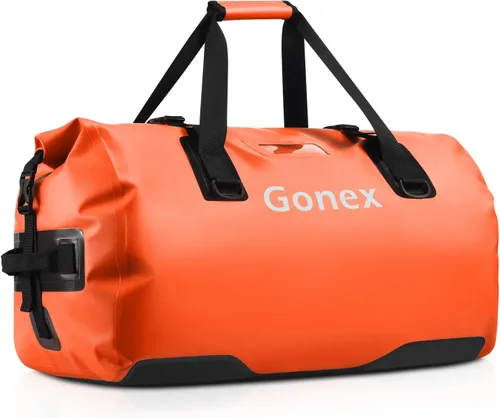 Vista 17 de Gonex Bolsa de lona impermeable extra grande de 40 L, 60 L, 80 L, bolsa de lona seca de viaje, bolsa resistente con correas y asas duraderas