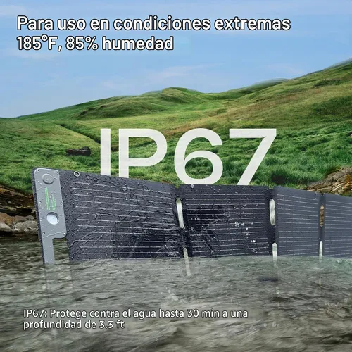 Vista 6 de ACACIA Panel solar portátil y biodegradable de 120 W para estación de energía de 300/500/1000/1500 W, cargador solar con soporte ajustable, célula