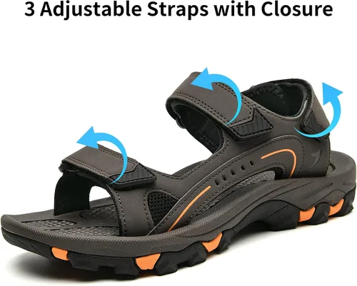 Vista 3 de NRNHI Chanclas de playa para hombre, soporte de arco, informales, antideslizantes, atléticas, para caminar, senderismo, sandalias de cuero
