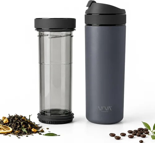 Vista 10 de VIVA Recharge - Vaso de té con infusor, botella de viaje, 16 onzas, color Azul
