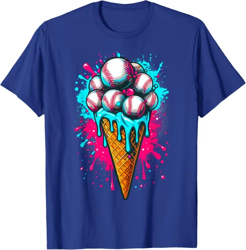 Vista 18 de Camiseta de béisbol de acuarela de helado de béisbol