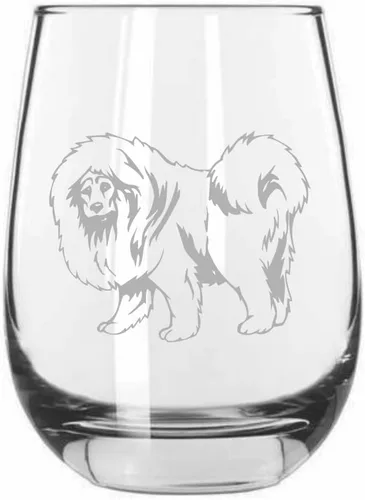 Vista 333 de Shar Pei (chino) - Vaso de vino sin tallo grabado para perro, 15.25 onzas