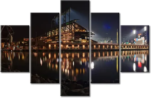 Vista 62 de Busch Stadium Baseball Home Decor St. Louis, Missouri Cityscape - Pósteres e impresiones artísticas de pared de 5 piezas de estadios de béisbol