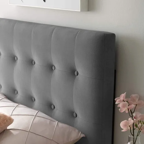 Vista 6 de Modway Emily - Cabecera de terciopelo con diseño capitoné de tamaño individual, color gris