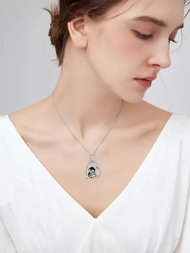 Vista 3 de POTOPYY Collar de rana, pingüino, elefante, panda, zorro, abeja, regalo para mujer, plata de ley S925, lindo colgante de animales, joyería