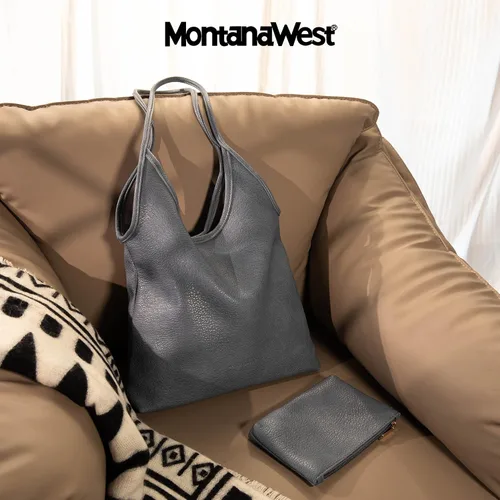 Vista 2 de Montana West Bolsos estilo hobo holgados para mujer, bolsos de hombro suaves de diseñador para mujer, bolso de mano con asa superior