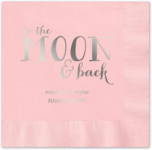 Vista 6 de Moon And Back - Servilletas de cena personalizadas, 100 servilletas negras de papel de 3 capas con elección de papel de aluminio/servilletas