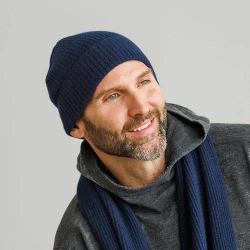 Vista 9 de Fishers Finery Sombrero con puños acanalados de cachemira 100% pura para hombre; ultra felpa
