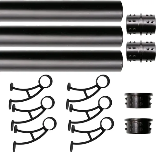 Vista 8 de Kit de riel de pie de montaje en barra sólida, tubo de acero inoxidable negro mate con conector interno, soporte de riel de pie de montaje en barra
