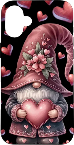 Vista 22 de iPhone 11 Pro Max - Funda con diseño de corazón para mujer, diseño retro de gnomo de amor para el día de San Valentín